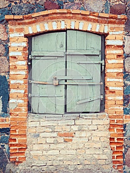 closed window of old house