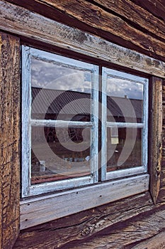 Window on wooden building.