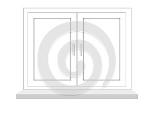 Closed window on a white background, it is isolated