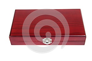 Closed wooden box, isolated on white