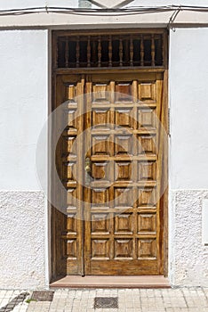 Closed wooden door brown color residential home