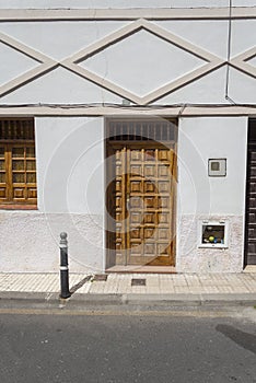 Closed wooden door brown color residential home