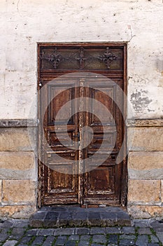 Closed wooden door