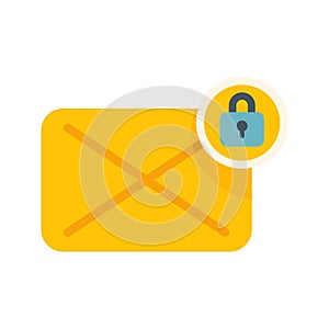 Closed yellow envelope secured with a lock for email security