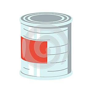 Closen tincan ribbed metal tin can. Canned food. Ready for your design. Product packaging vector