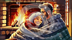 Closeness in Winter A Cozy Christmas Love Connection , video background , snowfall animation