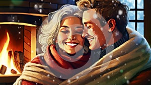 Closeness in Winter A Cozy Christmas Love Connection , video background , snowfall animation