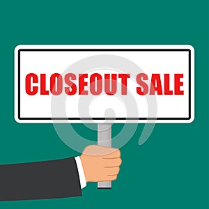 Closeout sale sign flat concept