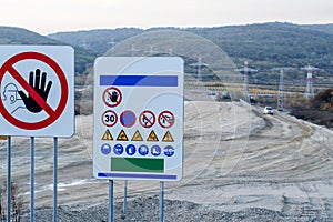 Closer look at construction site while building a highway