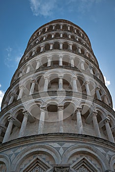 A closer look of the leaning tower of Pisa