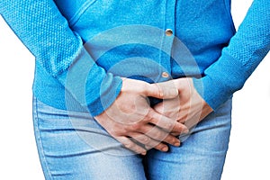 Closer Up Of Woman Suffering From Bladder Problem photo