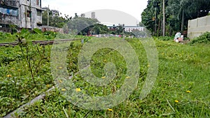 A closer view of rail lines near to mymensigh railway station photo