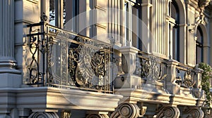 A closer view reveals the intricate details of the facades with decorative columns carved balustrades and ornate iron