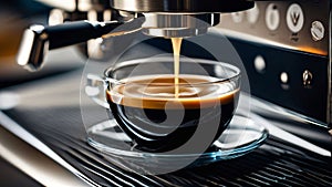 Closeshot of a coffee brewing machine