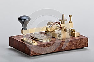 Closeup of a 1920s style morse key