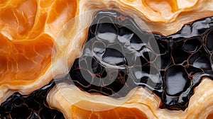 Closeup Abstract Orange And Black Texture Pattern