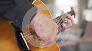 Closeup of acoustic guitar