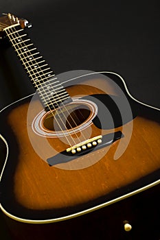 Closeup of an acoustical guitar