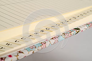 Closeup of Address Book Tab Index