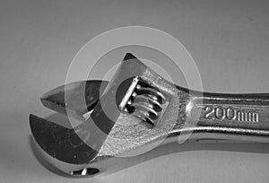 Closeup of an adjustable 200mm wrench photo