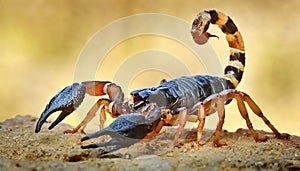 Closeup of an Aggressive Scorpion in Defensive Position - Generative Ai