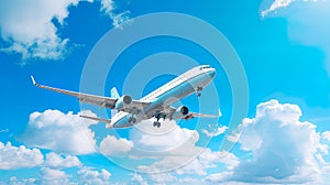 closeup of an airplane in the air on a sunny day captures the essence of travel and adventure.