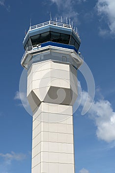 Closeup of Airport Air Traffic Control Tower