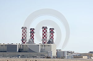 Closeup of Al Dur power plant chimneys, Bahrain photo