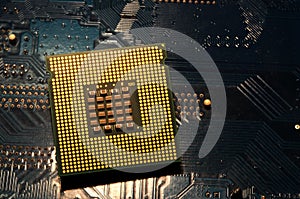 Closeup of aligned CPU Computer Processor. Background