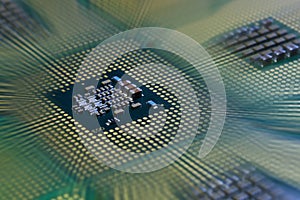 Closeup of aligned CPU Computer Processor. Background