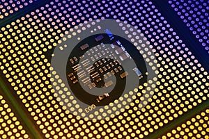 Closeup of aligned CPU Computer Processor. Background