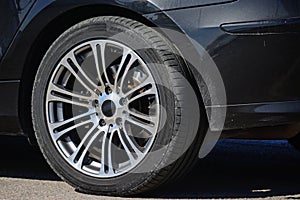 Closeup of an alloy wheel