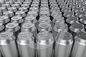 Closeup aluminium soda cans. 3d illustration.