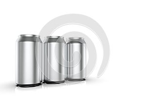 Closeup aluminium soda cans. 3d illustration.