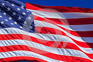 Closeup of American Flag Waving in the Breeze