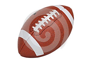 Closeup American Football isolate on white background, Full American Football ball side view