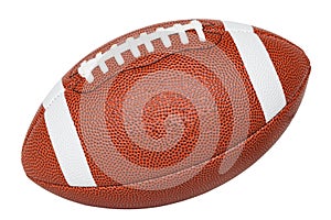 Closeup American Football isolate on white background, Full American Football ball side view