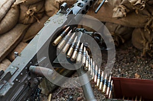 american machine gun during the world war two reconstitution photo