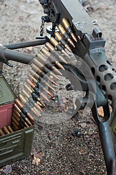 American machine gun during the world war two reconstitution photo