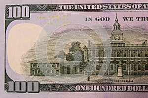 Closeup of the american one hundred dollars banknote