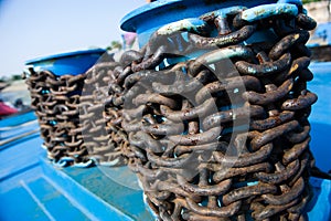 Closeup of anchor chain