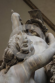 closeup of ancient roman sculpture in florence italy