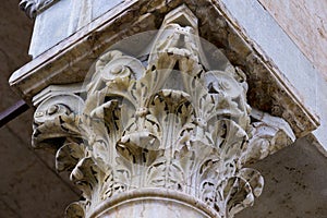 Closeup of the antique decorative pillar