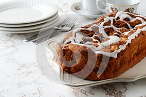 Closeup apple fritter loaf bread cake photo