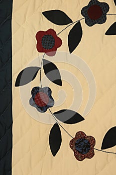 Applique Flowers and Leaves Amish Handmade Quilt