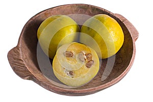 Closeup of araza fruit from the Amazon area