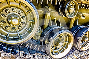 Closeup of an army tank parts