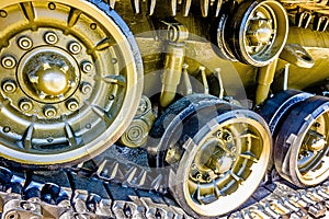 Closeup of an army tank parts