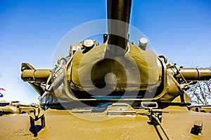 Closeup of an army tank parts