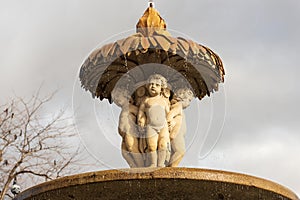 Artichoke Fountain in Buen Retiro Park - Madrid Spain photo